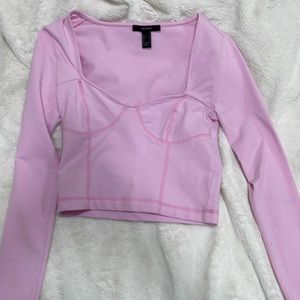 Pink crop top long sleeve